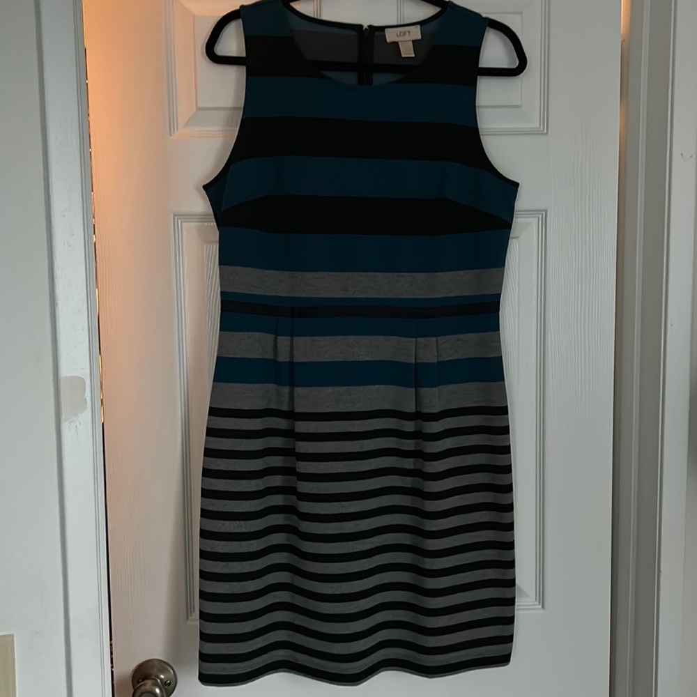 Loft Multi-stripe Sheath Dress Size 10 NWOT